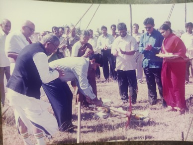 Ground-breaking Ceremony at Nandu Chemicals Pvt Ltd, Dharwad by Pandit Shri Pandarinath Galgali Achar and Shri Satish Shetty