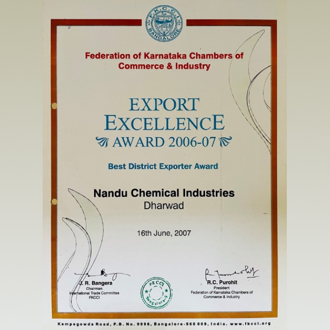 Received the First Export Excellence Award from FKCCI.
